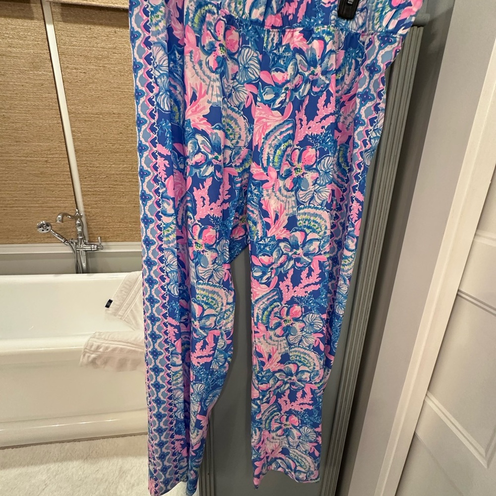 Lilly Pulitzer Blue and Pink Floral Pants
